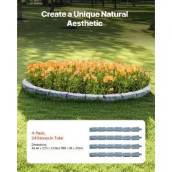 Faux Stone Landscape Edging, 46.4 x 2.2 in Realistic Lawn Edging, Flexible Brick-Sized Garden Edging Border with Anchoring Spikes, Fade-Resistant Yard