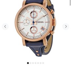 Like new Fossil Navy blue and rose gold watch 