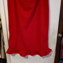 Red Skirt With Ruffle On The Bottom 