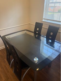 Black glass kitchen table set