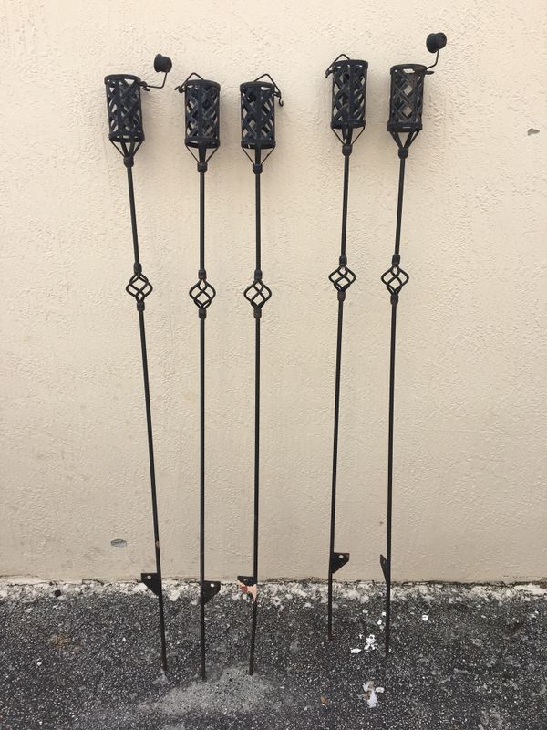 5 Metal Tiki Torches Tiki Lamps Outdoor Hawaiian Party Lamps for Sale