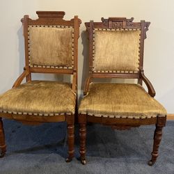 Antique Victorian Velvet Side Chairs (2)