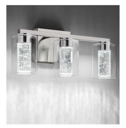 Modern 3-light LED vanity fixture with a brushed nickel finish