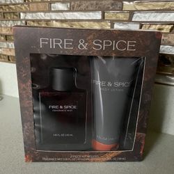 BRAND NEW FIRE AND SPICE FRAGRANCE MIST AND BODY LOTION SET 