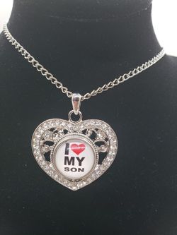 I love my son necklace with heart pendant