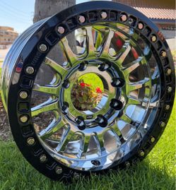 Kmc 445 Custom Triple Chrome Wheels 17x9 8x165 - 8x170 - 8x180 Bolt Patterns 🔥🔥🔥
