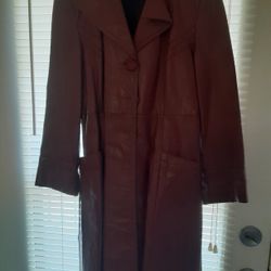 Coat Leather Burgundy 