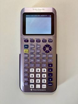 Grey Texas Instruments TI-84 Plus CE Python Graphing Calculator with Purple Cover and Black USB Cord for Charging
