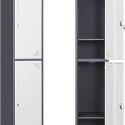 ✌️ Metal Lockers for Employees with Keys, 71" Employees Locker Storage Cabinet with 2 Doors, Tall Steel Storage Locker for Gym, School, Office(2 Door,