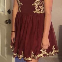 Red/ Gold Homecoming or Prom Dress