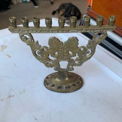 Solid Brass Jewish Candle Holder 