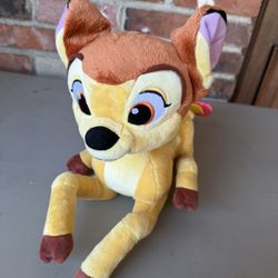 Disney Bambi with Butterfly Plush Laying Down 10 H x 14 L Excellent Condition