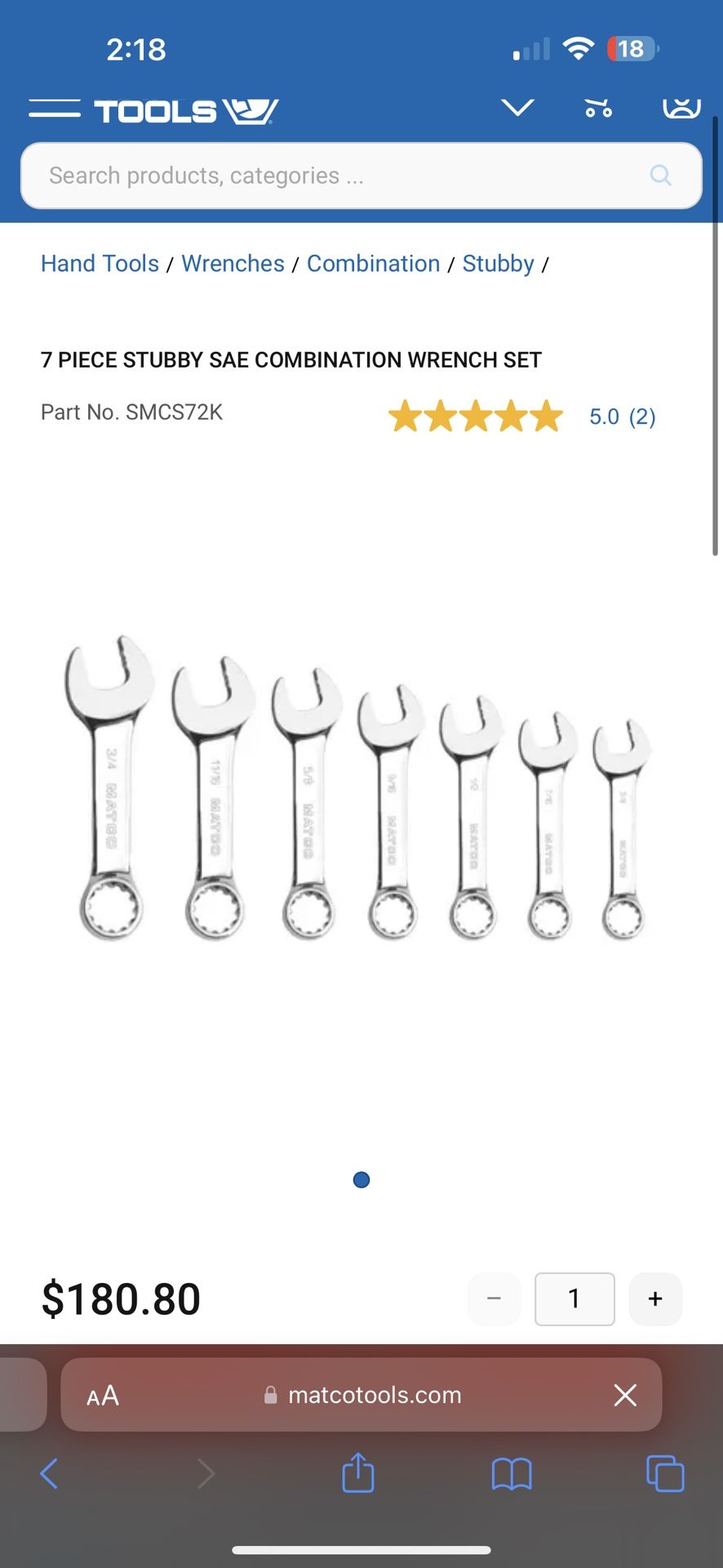 MATCO stubby SAE Wrenches Home & Garden