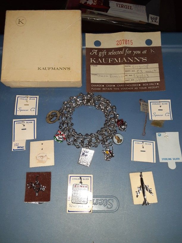 Vintage Monet Bracelet With Sterling Silver Charms