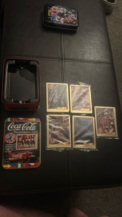 Coca Cola metal collectible cards with tin box