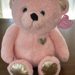 New 💖 Shimmer & Softness: 15" Valentine’s Pink Plush Bear