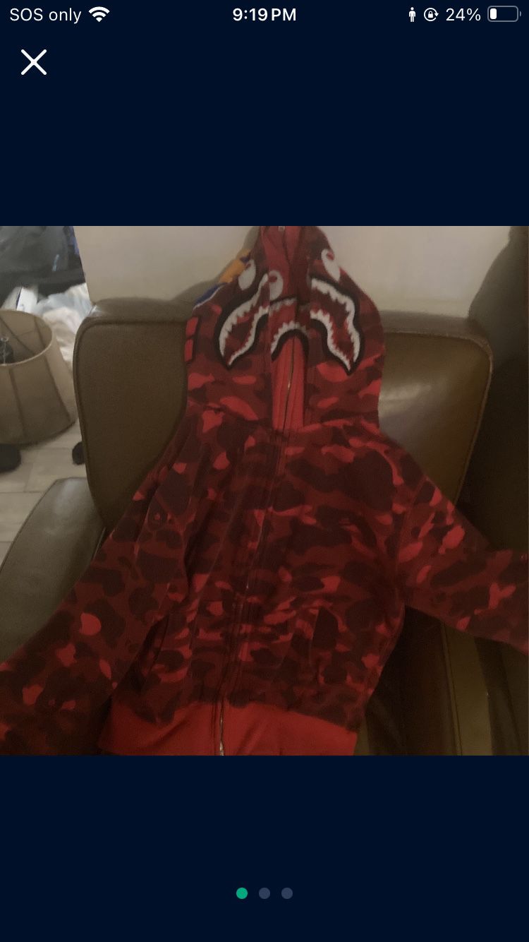Red Bape Double Hoodie Size (M)