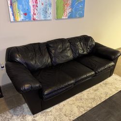 85” Leather Black Sofa