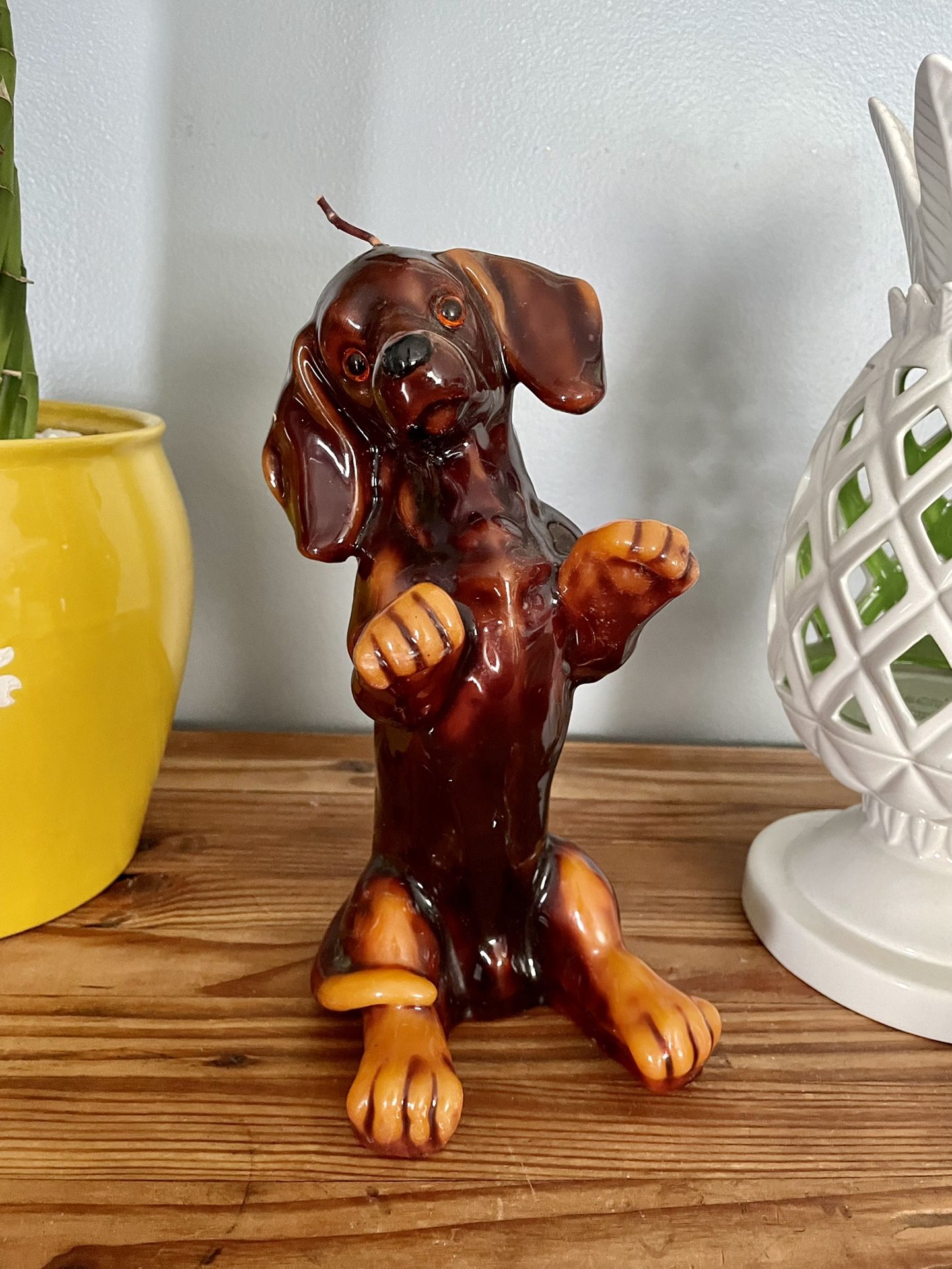 dog shaped wax candle Dachshund wiener dog brown 9.5" dog lover gift novelty