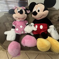 Minnie And Mickey LARGE Plushies 
