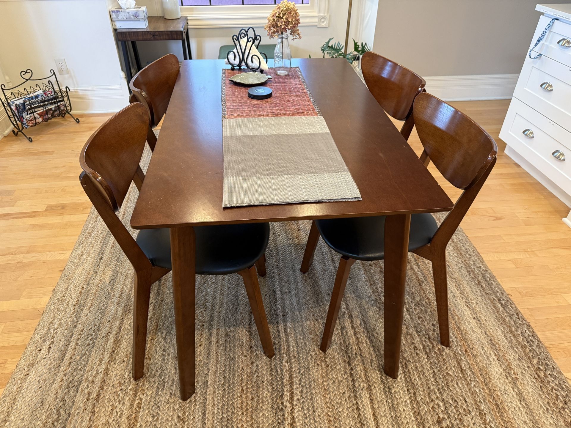 Mid Century Modern Dining Table 4 Chairs