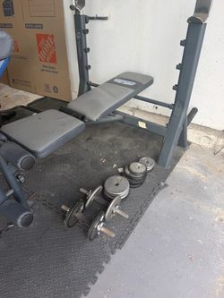 Weight Bench with Rack and Dumbbells