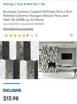 Boutique Ceramic Capitol Hill Picket 15-in x 15-in Polished Ceramic Hexagon Mosaic Floor and Wall Tile (0.985-sq. ft/ Piece)