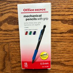 12 Count Mechanical Pencils With Comfort Grip 0.5 Mm  Plus Bonus Eraser.