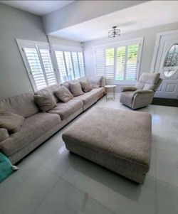 Large White beige couch sectional tan