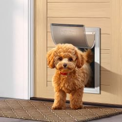 VEVOR Pet Door, 8.27" × 11.93" Aluminum Frame with Lock and Flap System, Weatherproof Doggy Door, Easy to Install in Interior or Exterior Doors, Pet D