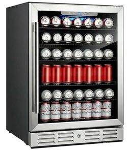 24 in. Built-in Single Zone Beverage Refrigerator with 170 Can 12 oz. Beverage