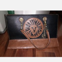Anne Klein Leather Shoulderbag Gold Chain Lion Purse NWOT