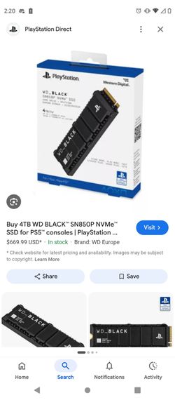 Wd black 4tb internal Hardrive with heatsink for ps5