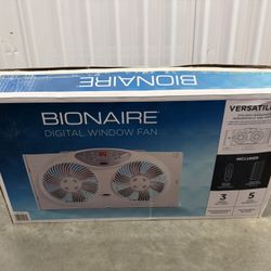Bionaire Twin Window Fan Digital Control + Remote – Reversible Blades