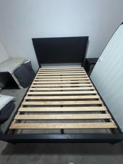 Black Wood Bed Frame with Headboard
