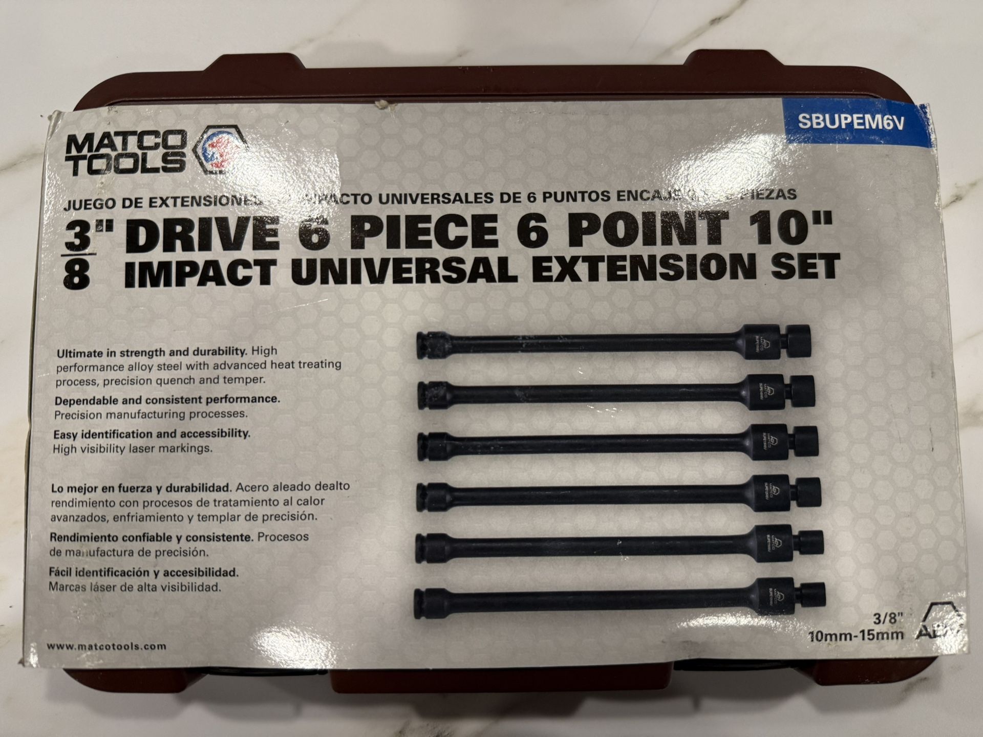 MATCO Tools 6 PIECE 3/8" DRIVE 6 POINT ADV IMPACT 10” UNIVERSAL EXTENSION SET
