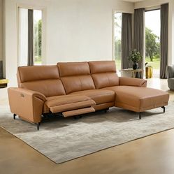 New top grain genuine leather power recliner sectional couch