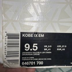 Kobe 9 em Bruce Lee with original box excellent condition.