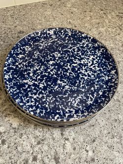 Tommy Bahama Blue and White Speckled Outdoor Plates Set
