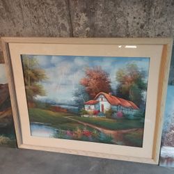 Cottage In The Wilderness By Crane 38" X 30.5" Framed