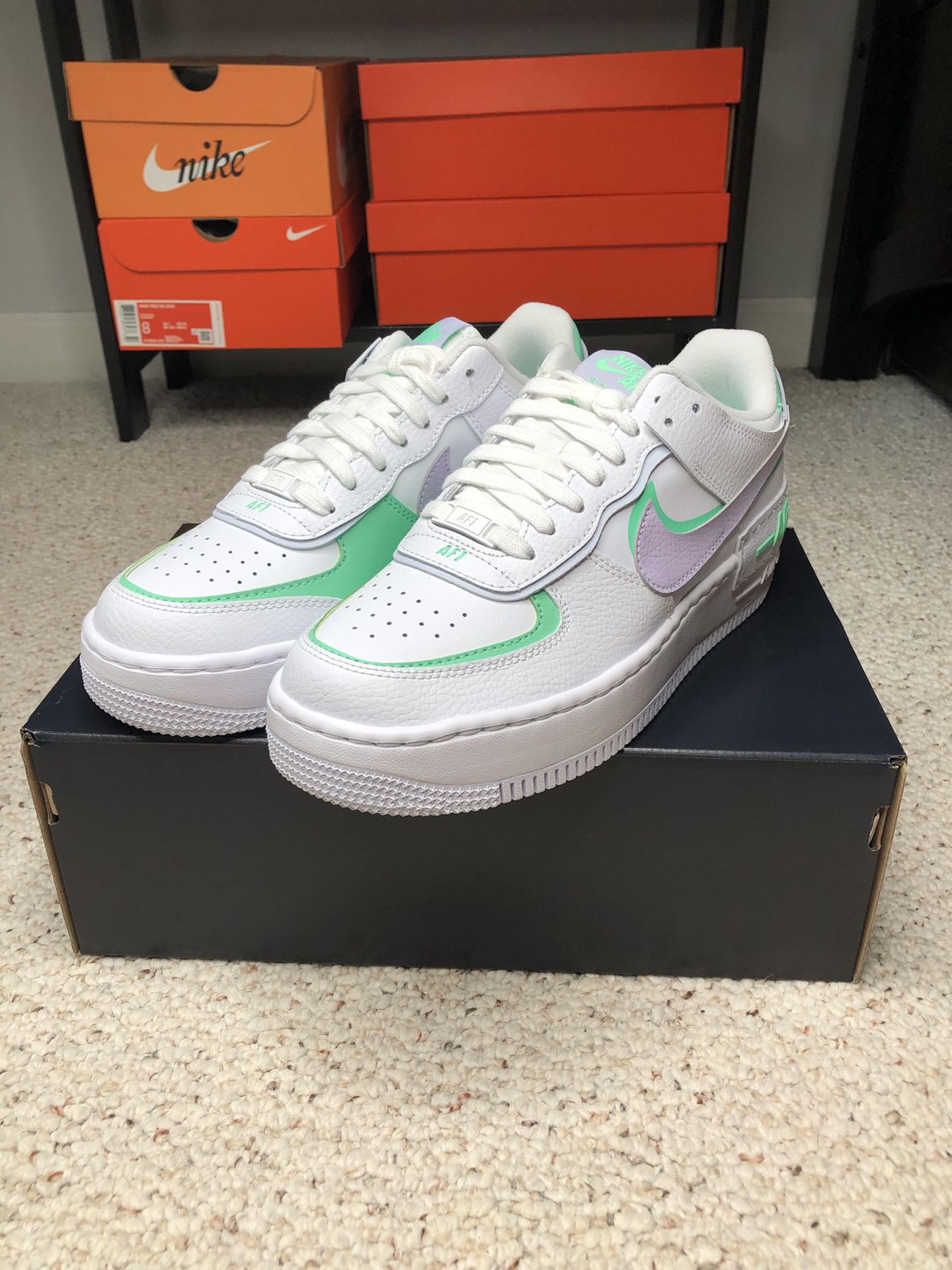Nike Air Force 1 Shadow Low White Lilac Green Women's Sneakers