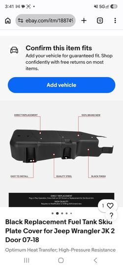 Jeep Wrangler JK 2-Door Fuel Tank Skid Plate