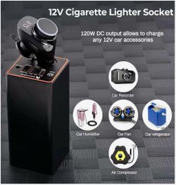 RoyPow 30W PD Portable Charger with 12V/10A Cigarette Lighter Socket, 86.58Wh USB C Laptop Power Bank, 18W QC& 12V DC External Battery Pack, Perfect f