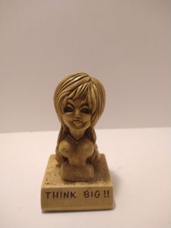 Vintage 1968 Paula Think Big! Pin Up Busty Lady Figurine Statue 5 Inch