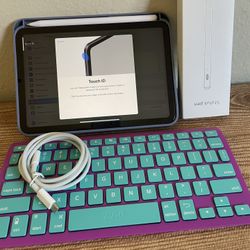 iPad Mini 6th Generation 64Gb Purple Zagg Keyboard Pen Case and Charger 