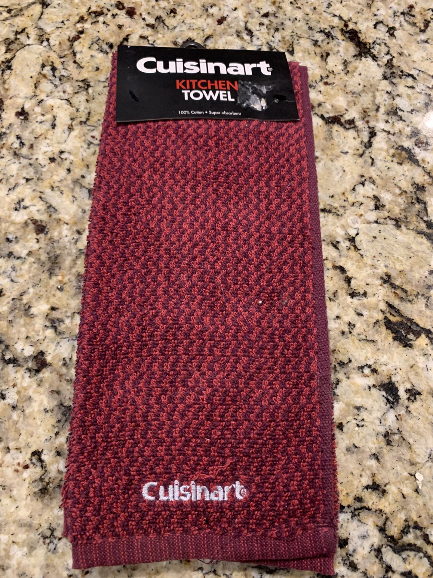 New Large Kitchen Dish Towel, All Cotten Fabric, Burgundy Color W/ Accent Stripes, Super Absorbent