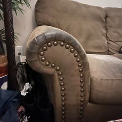 Free Brown Suede Couch, Chair And Ottoman