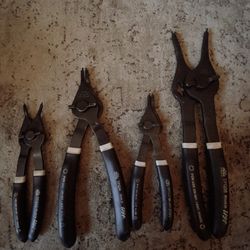 Mac Tools Lot Of 4 Quarter-Turn Quick Change Retaining Ring Pliers Set