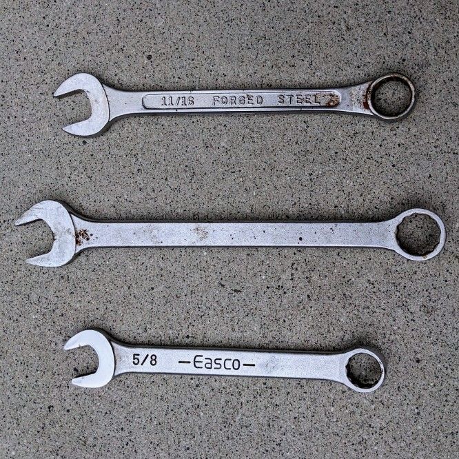 5/8" Easco 3/4" Bonney 11/16" forged steel alloy made in USA 12 point combination wrench bundle