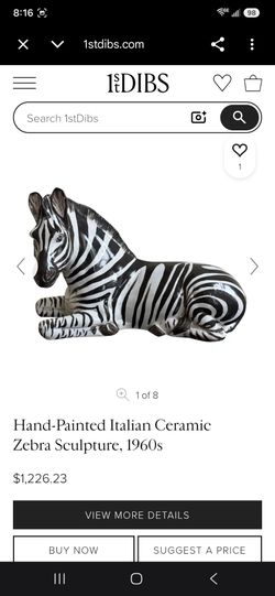 Large Hand Painted Zebra Sculpture $600 or make offer